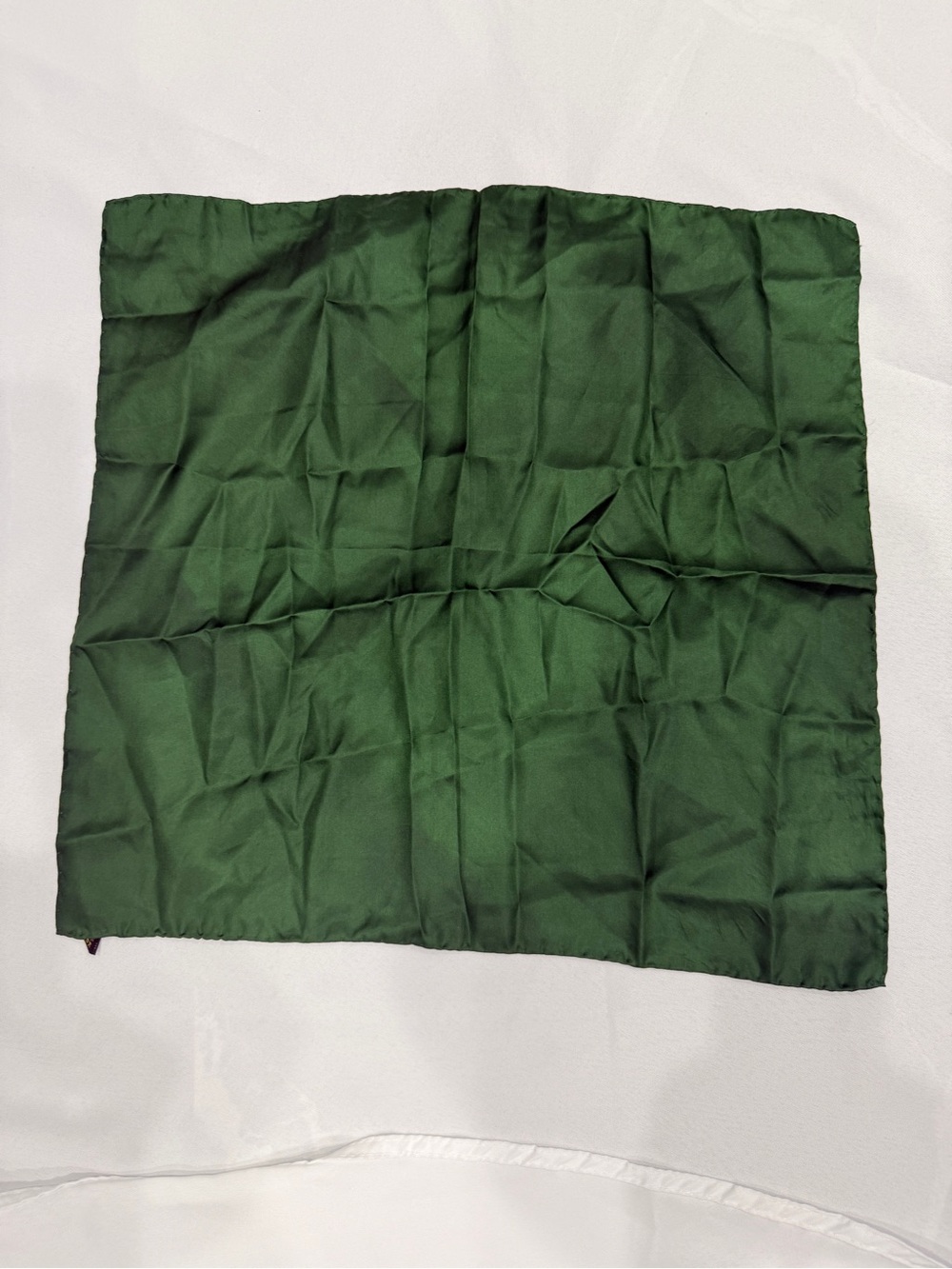 Dark Green Silk Satin Finish Square Scarf 18”x19”